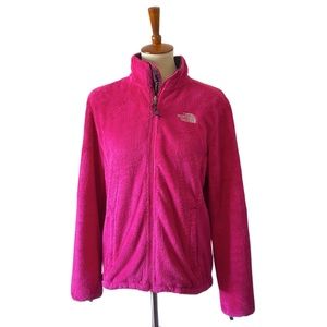The North Face pink teddy fleece zip up jacket Med